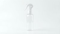 Empty spray bottle with trigger dispenser on white background, suitable for cleaning products, disinfectants, or household solutions.