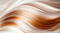 Smooth flowing waves of blonde and copper hair strands create abstract pattern with gentle curves and highlights, suitable for beauty and hair care industry designs.