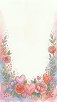 Watercolor floral frame with roses, hearts, and botanical elements on cream background, isolated design ready for invitations, greeting cards, and wedding stationery projects.