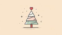 Minimalist Christmas tree with pastel stripes and heart topper on beige background, festive holiday design for greeting cards and seasonal decorations.