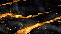 Luxurious gold and black marble pattern with glowing metallic veins and sparkling particles on dark background, elegant abstract design for luxury decor.