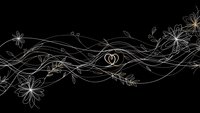 Elegant white line art floral pattern with flowing waves and delicate flowers on black background for luxury design projects and sophisticated branding.