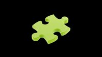 Bright lime green puzzle piece isolated on transparent background, ready for clipart, t-shirt design, stickers, print-on-demand products, and sublimation projects.