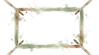 Watercolor frame with green and brown brushstrokes and splashes on white background, suitable for invitations, cards, and creative design projects.