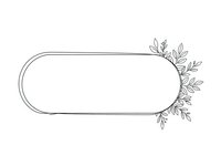 Elegant oval frame with delicate botanical leaves decoration, minimalist line art border design for wedding invitations and branding projects.