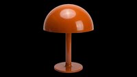 Retro mushroom table lamp in warm terracotta orange, isolated on transparent background, ready for T-shirts, stickers, print on demand, and sublimation design use.