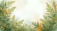 Elegant botanical frame with lush green foliage and delicate leaves creating natural border on soft watercolor background for wedding invitations and design.