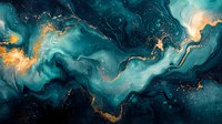 Luxurious turquoise and gold marble abstract background with flowing liquid texture and glitter effect for luxury design projects and modern wall art decoration.