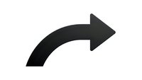 Curved black arrow pointing right on white background isolated for graphic design and web interface elements.