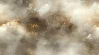 Dreamy celestial cloudscape with golden sparkles and soft beige tones creating ethereal atmospheric background for spiritual or fantasy designs.