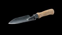 Garden trowel with wooden handle isolated on transparent background, ready for T-shirt design, stickers, clipart, print on demand, and sublimation projects.