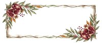 Pomegranate and olive branch frame with rustic twine border, suitable for invitations, greeting cards, and decorative backgrounds.