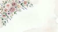 Watercolor floral arrangement with roses, eucalyptus, and lavender in soft mauve and blush tones on cream background. Suitable for wedding invitations and greeting cards.