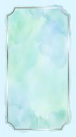Soft watercolor wash in mint green and pale blue tones with decorative vintage frame border, isolated on white background for design, invitations, and creative projects.