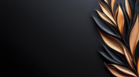Elegant black and copper paper craft leaves creating dramatic contrast against dark background, modern botanical art composition with flowing organic shapes.