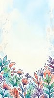Soft watercolor floral border with pastel flowers and leaves on light background, offering copy space for greeting cards and invitations.