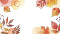 Autumn leaves frame with watercolor elements and warm seasonal foliage in orange, red and yellow tones on white background for fall designs.