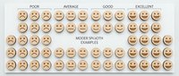 Wooden emoji feedback rating system with smiley faces from poor to excellent for customer satisfaction surveys and quality assessment tools.