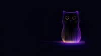 Glowing neon cat silhouette with purple and orange gradient outline on black background, minimalist design style for modern digital art and night themes.