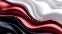 Elegant wavy lines in black, red and white create dynamic flowing abstract background with smooth gradient transitions and luxurious silky texture.