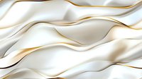Luxurious white and gold wavy pattern with smooth flowing lines creates elegant abstract background texture for modern luxury design and decoration.