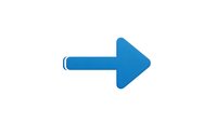 Blue arrow pointing right isolated on white background for web design, presentations and user interface elements.