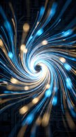 Dynamic blue spiral vortex with glowing light streaks creating hypnotic swirl pattern for digital art, motion graphics and futuristic design projects.