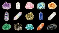 Watercolor gemstones and crystals collection isolated on transparent background. Perfect for jewelry design, t-shirt graphics, stickers, clipart, sublimation, print-on-demand products and digital crafts.