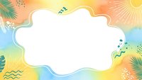 Tropical summer frame with palm leaves and abstract shapes on gradient background for text overlay and design projects.