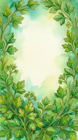 Watercolor botanical frame with green foliage border and cream center space, ideal for invitations, greeting cards, and design layouts.