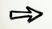Right arrow drawn with black marker on white isolated background, suitable for web design, presentations, infographics, and directional signage.