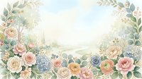 Watercolor floral frame with roses and eucalyptus leaves on soft background, perfect for wedding invitations, greeting cards and romantic designs.