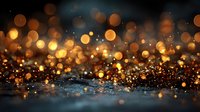 Golden bokeh lights sparkle against dark background creating magical atmosphere for luxury events, celebrations, and festive occasions.
