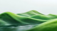Minimalist green rolling hills landscape with smooth curves and gentle slopes creating serene natural waves against light background. For wall art and design projects.
