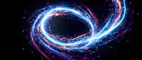 Abstract swirling energy vortex with glowing blue and purple light trails creating dynamic spiral motion against dark background for digital art projects.
