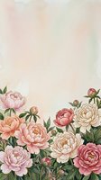 Soft watercolor peony flowers border frame with pastel pink background for wedding invitations, greeting cards, feminine stationery and romantic designs.