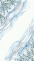 Watercolor winter frame with evergreen pine branches and soft blue brushstrokes on white background for holiday cards and seasonal designs.