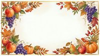 Autumn harvest frame with apples, grapes, pumpkins and fall foliage on cream background. Isolated design element suitable for invitations, cards and seasonal projects.