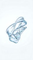 Twisted translucent glass form with fluid, organic shapes isolated on white background. Suitable for design, packaging, and creative projects.