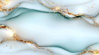 Abstract fluid art with flowing mint green and white waves accented by golden glitter lines creating elegant marble texture for luxury design projects.