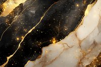 Luxurious black and gold marble texture with white veining and golden sparkles, perfect for elegant interior design backgrounds.