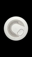 White ceiling-mounted smoke detector with mesh sensor grille and test button, isolated on transparent background. Ready for design use on t-shirts, clipart, stickers, and print-on-demand products.
