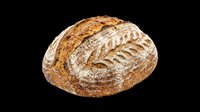 Artisan sourdough loaf with scored pattern, isolated on transparent background. Ready for bakery designs, food packaging, menu graphics, print-on-demand products, and culinary illustrations.