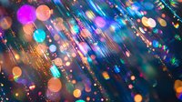 Vibrant diagonal bokeh lights with colorful glowing orbs and sparkles on dark background create magical atmosphere for festive designs and holiday backgrounds.