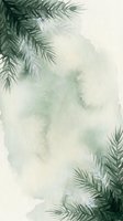 Watercolor pine branches frame soft green background with natural botanical elements for holiday cards and seasonal designs.