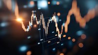 Stock market trading chart with glowing candlestick patterns and financial data visualization for investment analysis, forex trading, and business analytics.