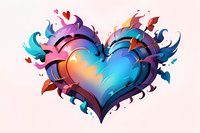 Vibrant artistic heart design with dynamic swirls and flowing elements in gradient colors of blue, purple, and pink, perfect for romantic cards, valentines, or modern love concepts.