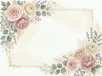 Floral frame with pink roses, peonies, and eucalyptus on cream background. Isolated design element ready for wedding invitations, greeting cards, and stationery projects.