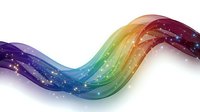 Abstract colorful wave with sparkles flowing across white background. Rainbow gradient design element for modern graphics and creative projects.