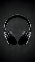 Over-ear wireless headphones with premium black finish and metallic accents isolated on dark background. Suitable for music, audio equipment, technology, and electronics marketing materials.